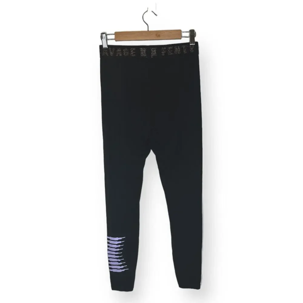SAVAGE X FENTY RIHANNA Black Leggings Sparkle Lounge Stretch Shimmer Small